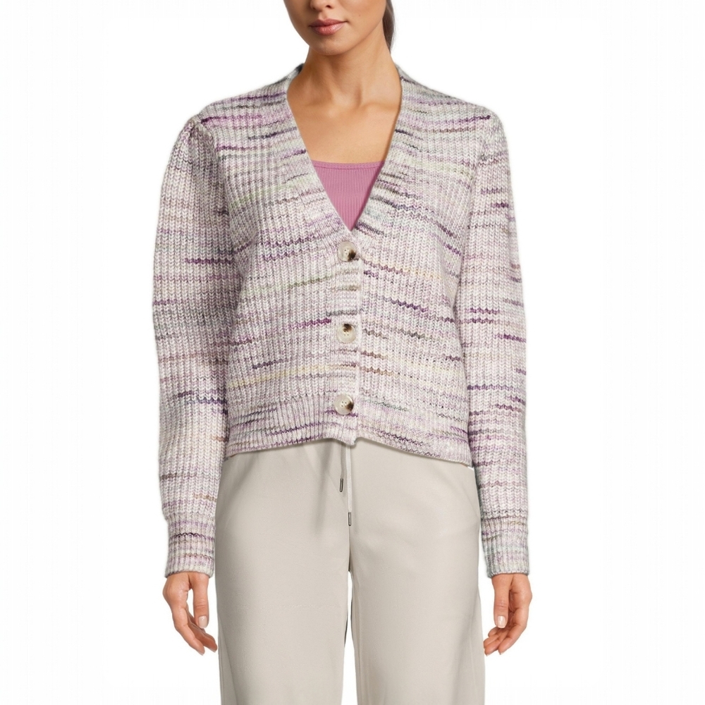 RD Style Tiene Crop Cardigan Lilac Marled Wool Blend Cozy Balletcore L NWT